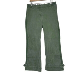 Nine & co. Weekend stretch green distressed cotton flare leg pants size 14‎
